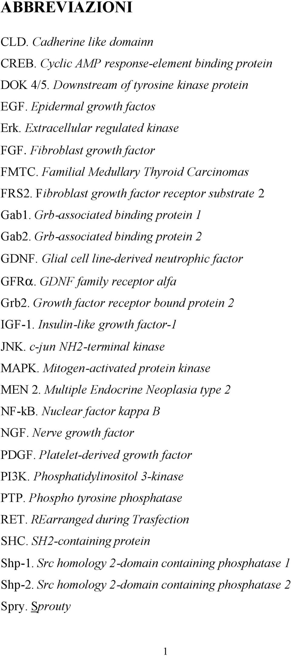 Grb-associated binding protein 1 Gab2. Grb-associated binding protein 2 GDNF. Glial cell line-derived neutrophic factor GFRα. GDNF family receptor alfa Grb2.