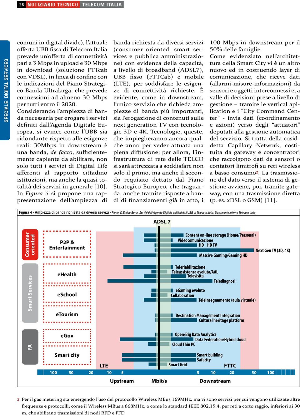 Considerando l ampiezza di banda necessaria per erogare i servizi definiti dall Agenda Digitale Europea, si evince come l UBB sia ridondante rispetto alle esigenze reali: 30Mbps in downstream è una