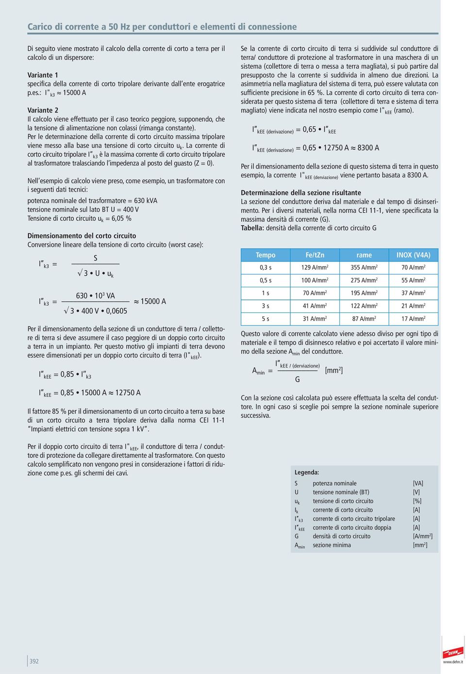 : I" k 15000 A Variante Il calcolo viene effettuato per il caso teorico peggiore, supponendo, che la tensione di alimentazione non colassi (rimanga constante).