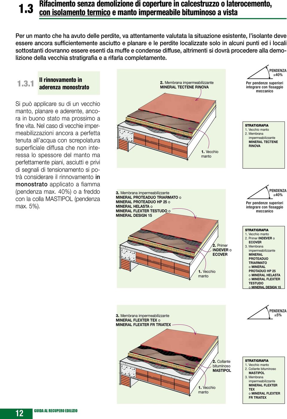 muffe e condense diffuse, altrimenti si dovrà procedere alla demolizione della vecchia stratigrafia e a rifarla completamente. 1.3.1 Il rinnovamento in aderenza monostrato 2.