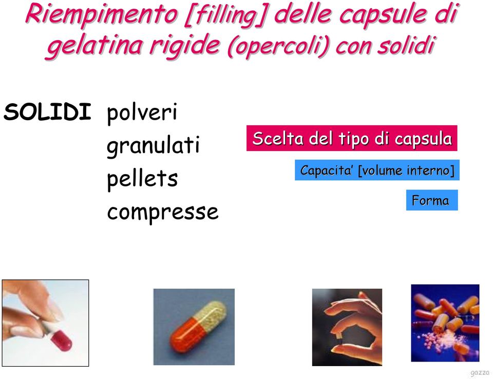 polveri granulati pellets compresse Scelta