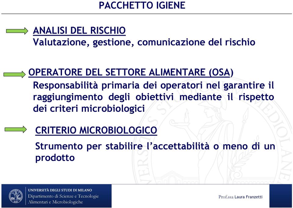 garantire il raggiungimento degli obiettivi mediante il rispetto dei criteri