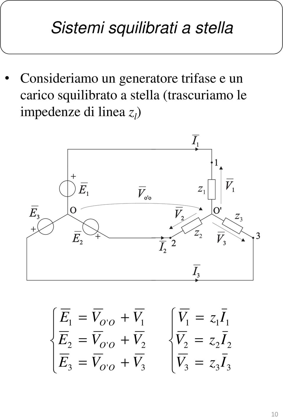 (trascuriamo le impedene di linea l )