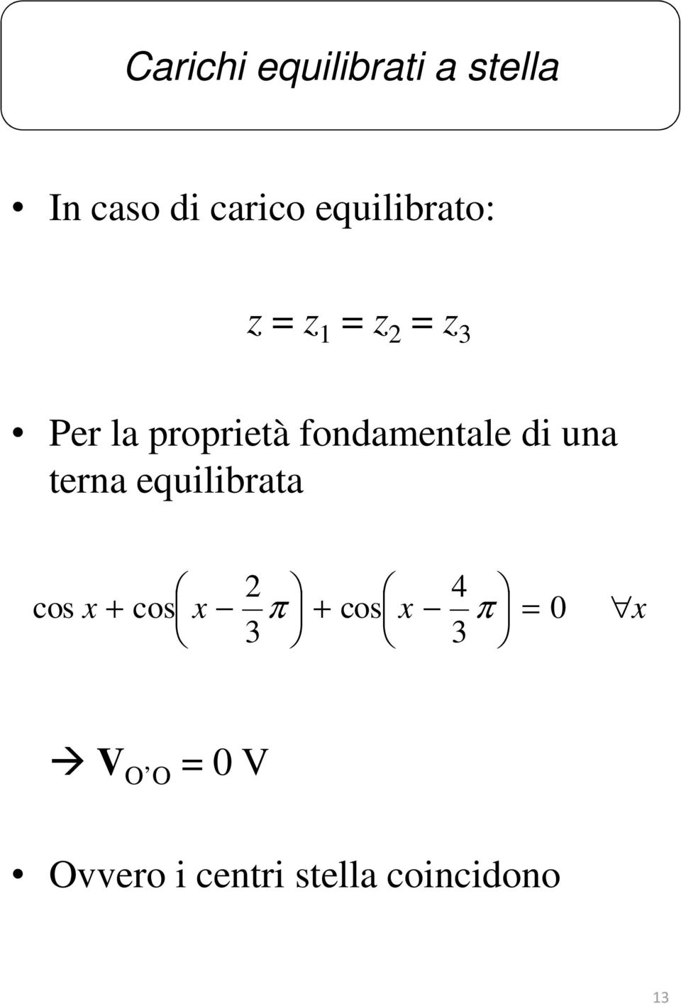 fondamentale di una terna equilibrata cos x