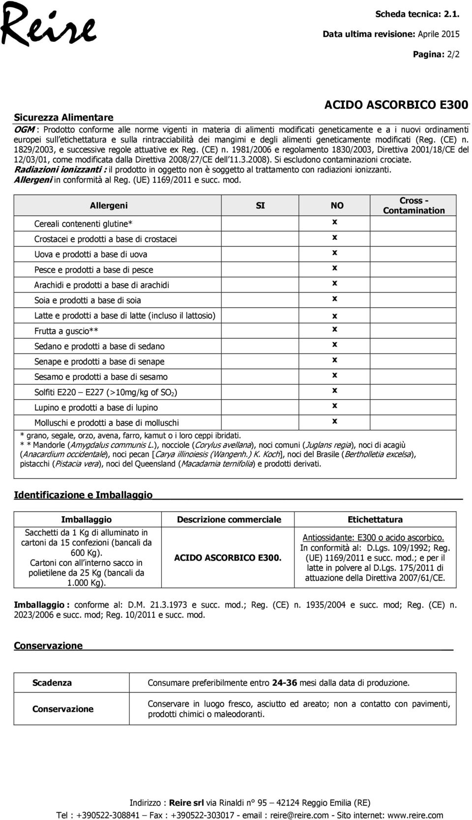 sulla rintracciabilità dei mangimi e degli alimenti geneticamente modificati (Reg. (CE) n.