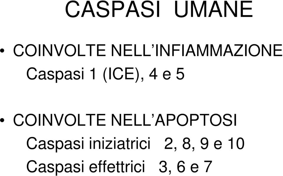 COINVOLTE NELL APOPTOSI Caspasi