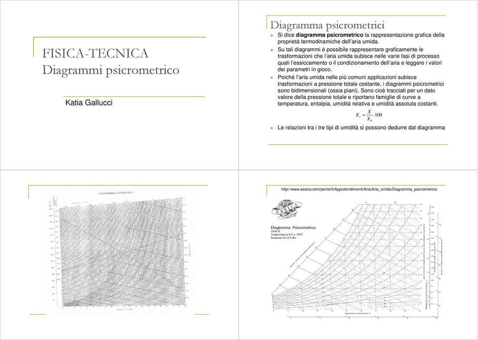 dei parametri in gioco. Poiché l aria umida nelle più comuni applicazioni subisce trasformazioni a pressione totale costante, i diagrammi psicrometrici sono bidimensionali (ossia piani).