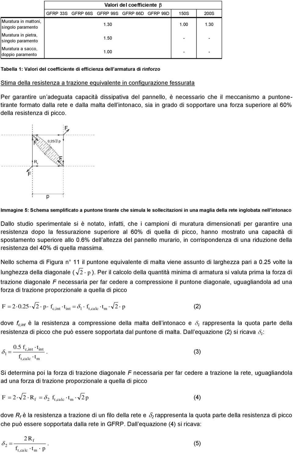 00 - - Tabella 1: Valori del coefficiente di efficienza dell armatura di rinforzo Stima della resistenza a trazione equivalente in configurazione fessurata Per garantire un adeguata capacità