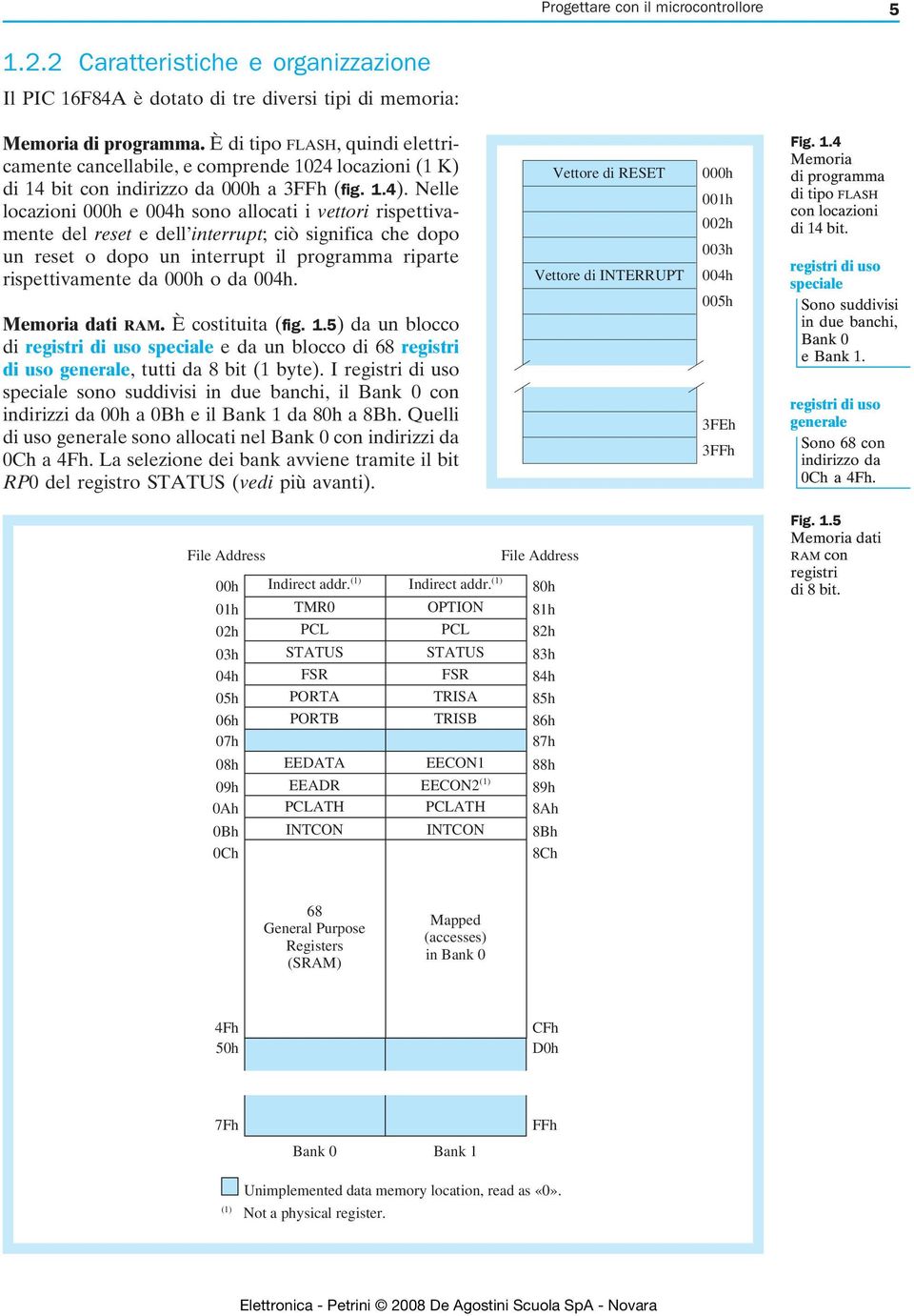 Nelle locazioni 000h e 004h sono allocati i vettori rispettivamente del reset e dell interrupt; ciò significa che dopo un reset o dopo un interrupt il programma riparte rispettivamente da 000h o da