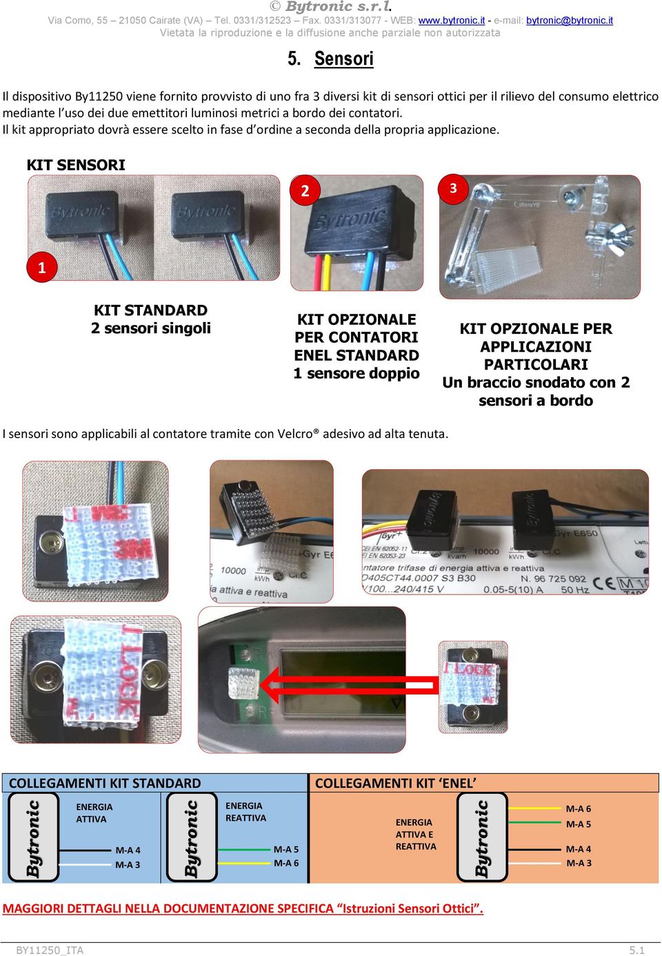 contatori. Il kit appropriato dovrà essere scelto in fase d ordine a seconda della propria applicazione.