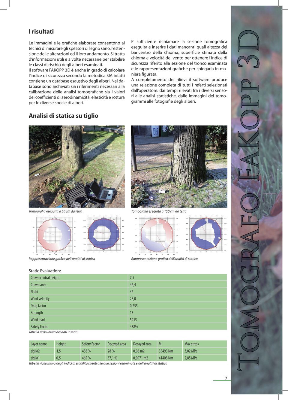 Il software FAKOPP 3D è anche in grado di calcolare l indice di sicurezza secondo la metodica SIA infatti contiene un database esaustivo degli alberi.