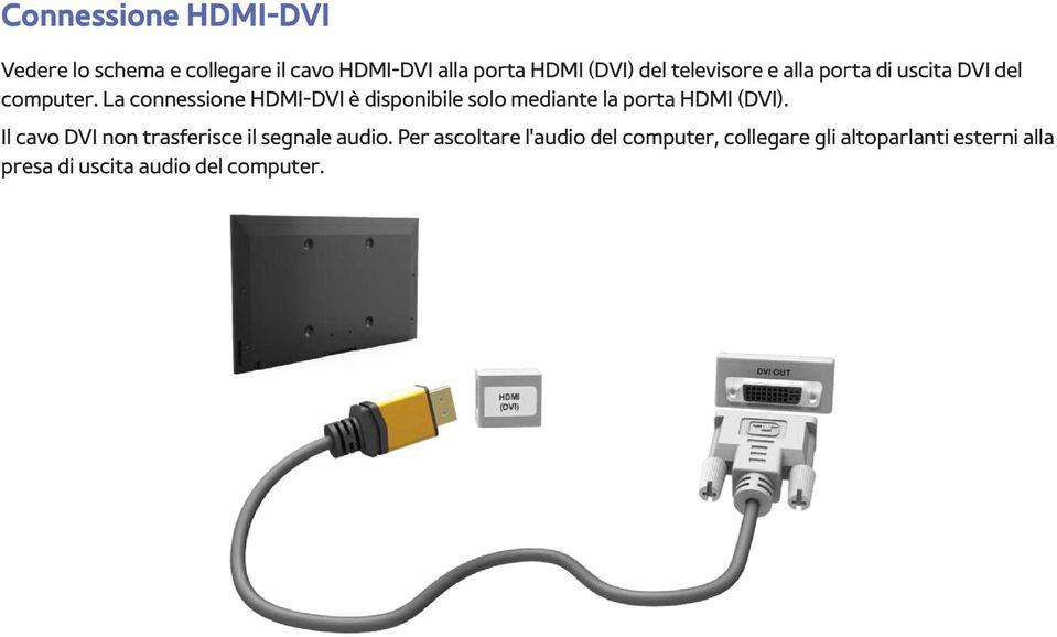 La connessione HDMI-DVI è disponibile solo mediante la porta HDMI (DVI).