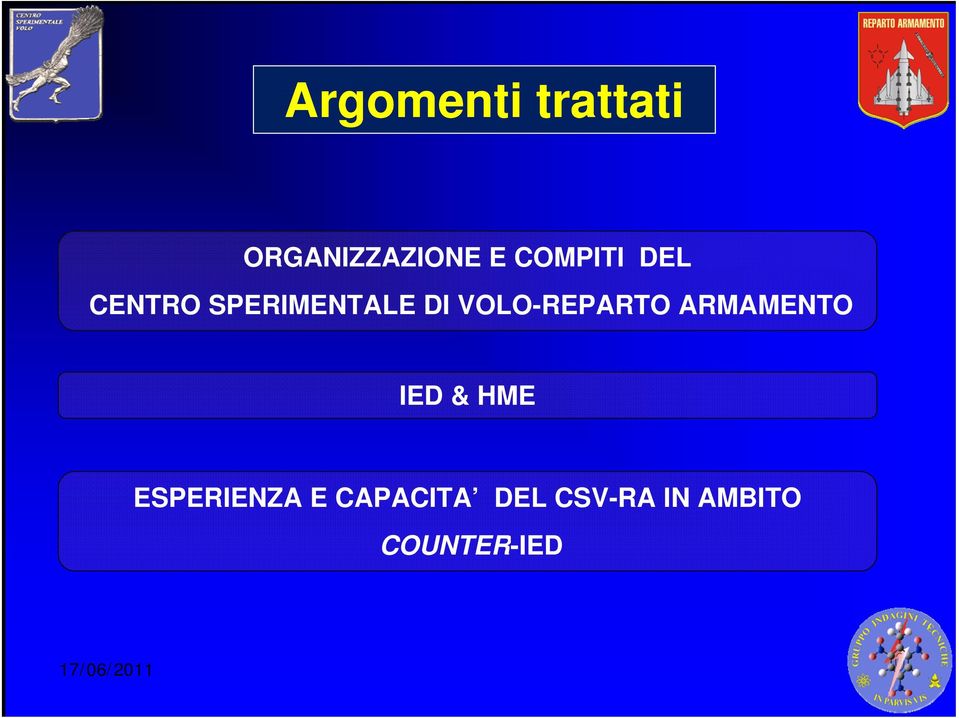 VOLO-REPARTO ARMAMENTO IED & HME