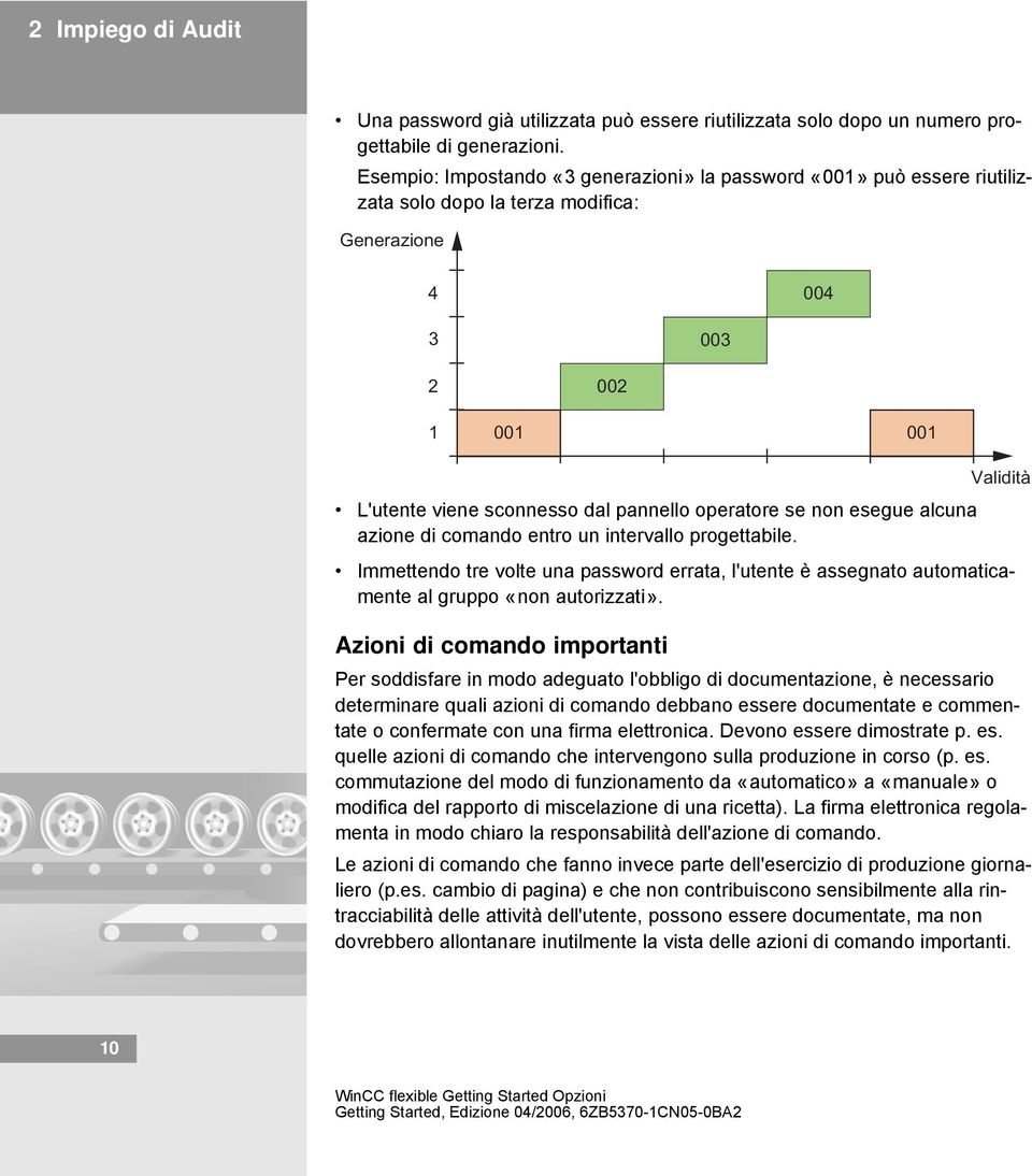 un intervallo progettabile. Immettendo tre volte una password errata, l'utente è assegnato automaticamente al gruppo «non autorizzati».