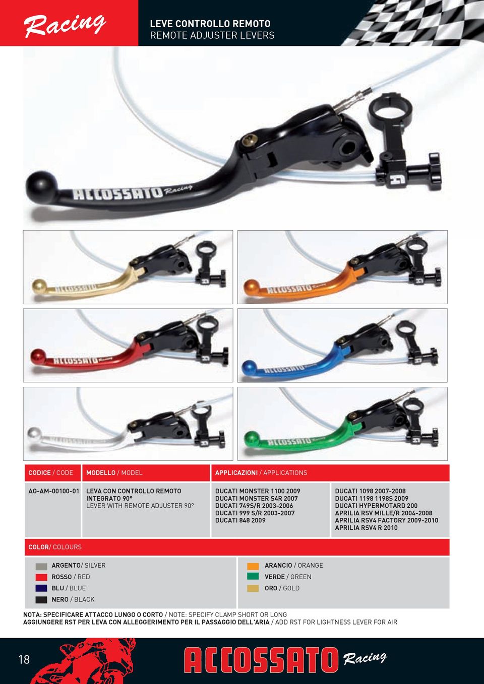 RSV MILLE/R 2004-2008 APRILIA RSV4 FACTORY 2009-2010 APRILIA RSV4 R 2010 COLOR/ COLOURS ARGENTO/ SILVER ROSSO / RED BLU / BLUE NERO / BLACK ARANCIO / ORANGE VERDE / GREEN ORO / GOLD