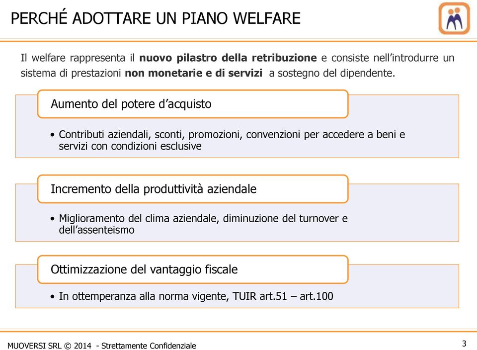 Aumento del potere d acquisto Contributi aziendali, sconti, promozioni, convenzioni per accedere a beni e servizi con condizioni