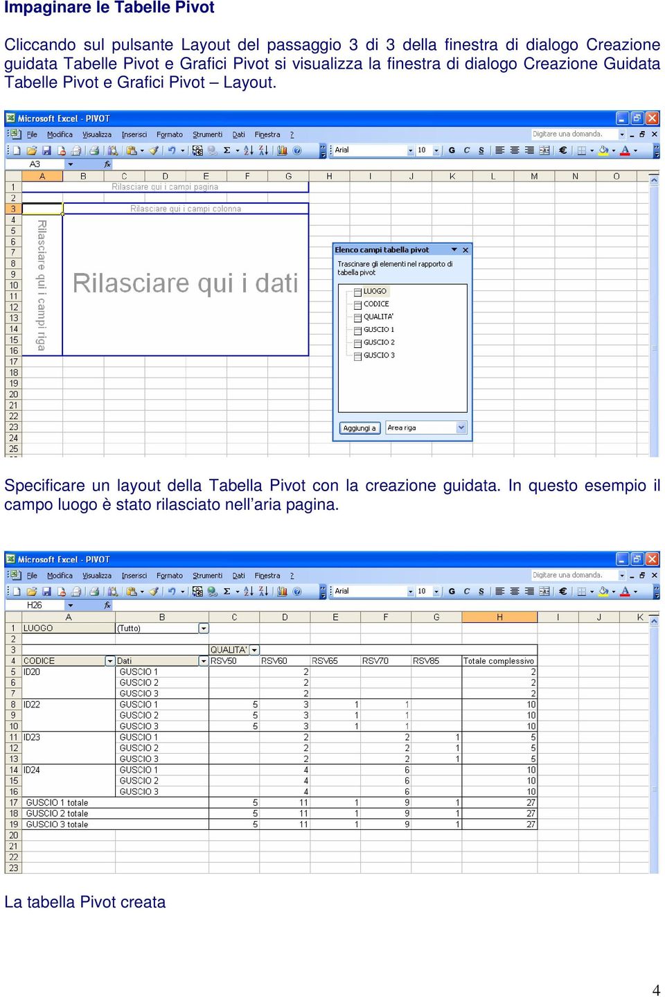 Guidata Tabelle Pivot e Grafici Pivot Layout.