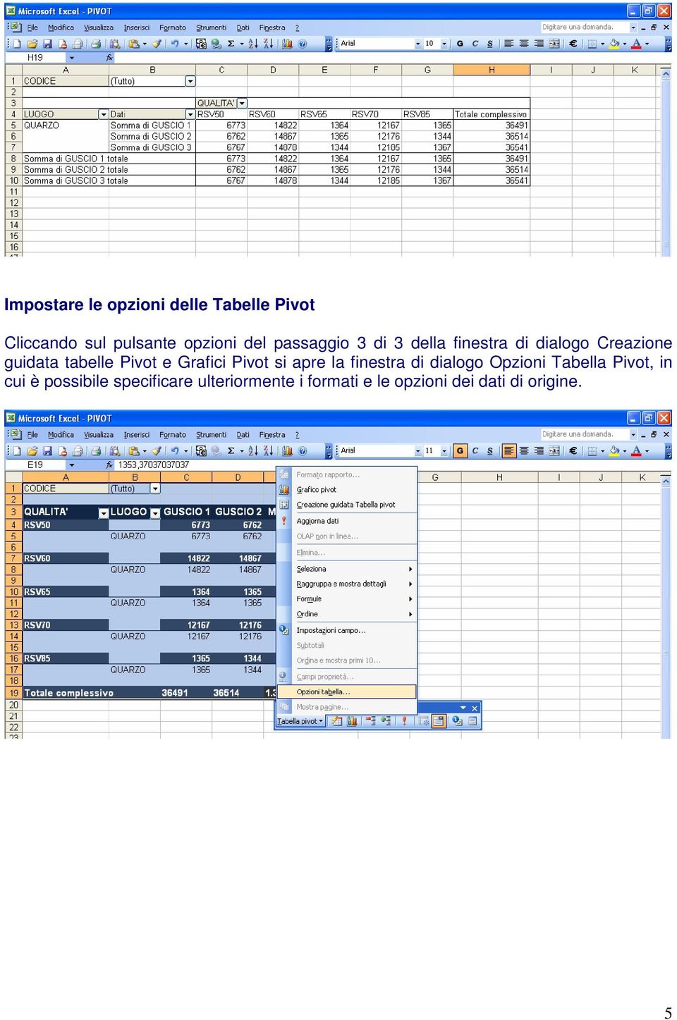 Grafici Pivot si apre la finestra di dialogo Opzioni Tabella Pivot, in cui è