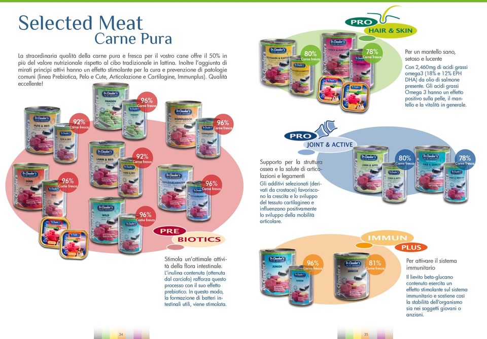 Qualità eccellente! 96% Carne fresca 80% Carne fresca 78% Carne fresca Per un mantello sano, setoso e lucente Con 2,460mg di acidi grassi omega3 (18% e 12% EPH DHA) da olio di salmone presente.