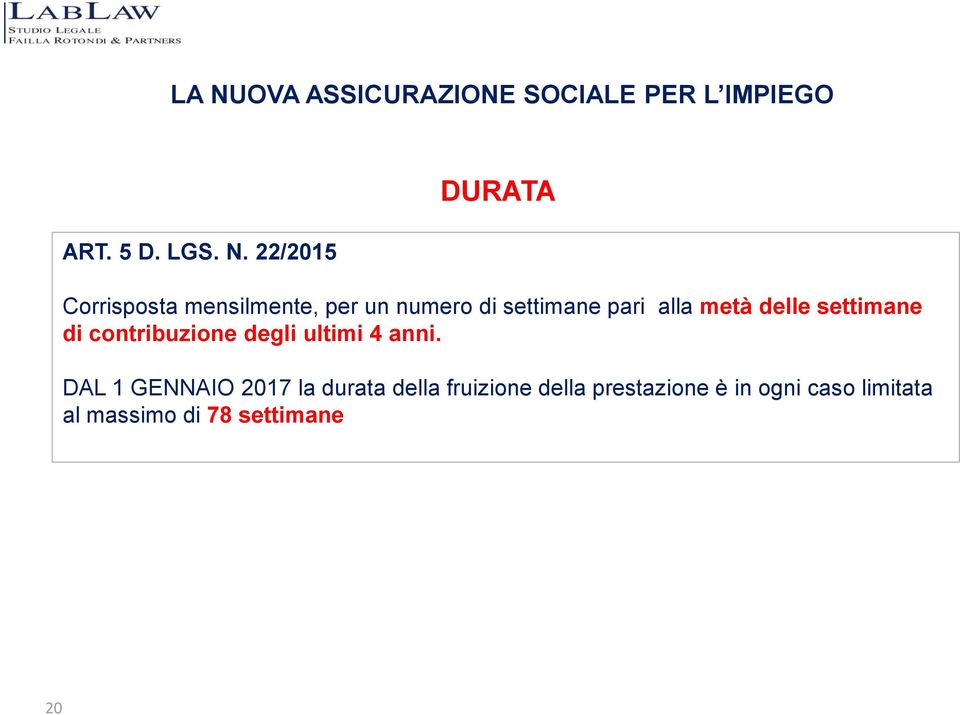 settimane di contribuzione degli ultimi 4 anni.