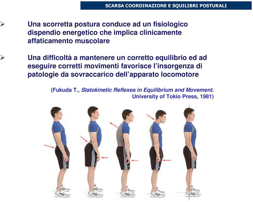 equilibrio ed ad eseguire corretti movimenti favorisce l insorgenza di patologie da sovraccarico dell