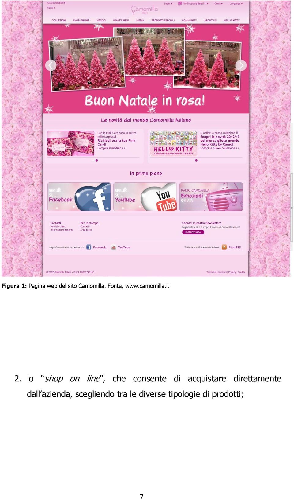 lo shop on line, che consente di acquistare