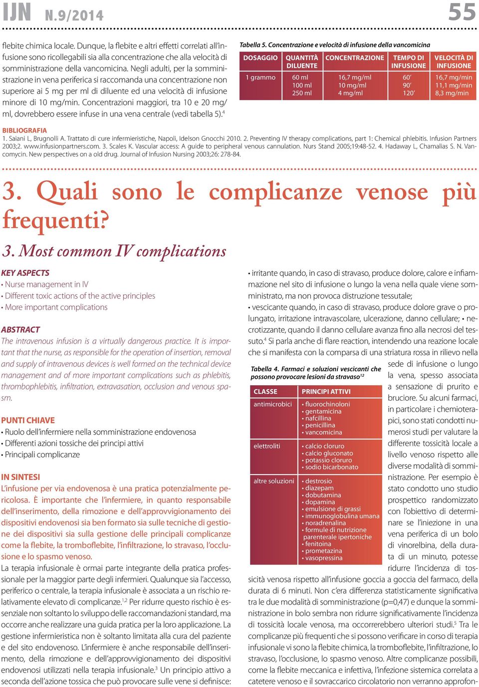 Concentrazioni maggiori, tra 10 e 20 mg/ ml, dovrebbero essere infuse in una vena centrale (vedi tabella 5). 4 Tabella 5.