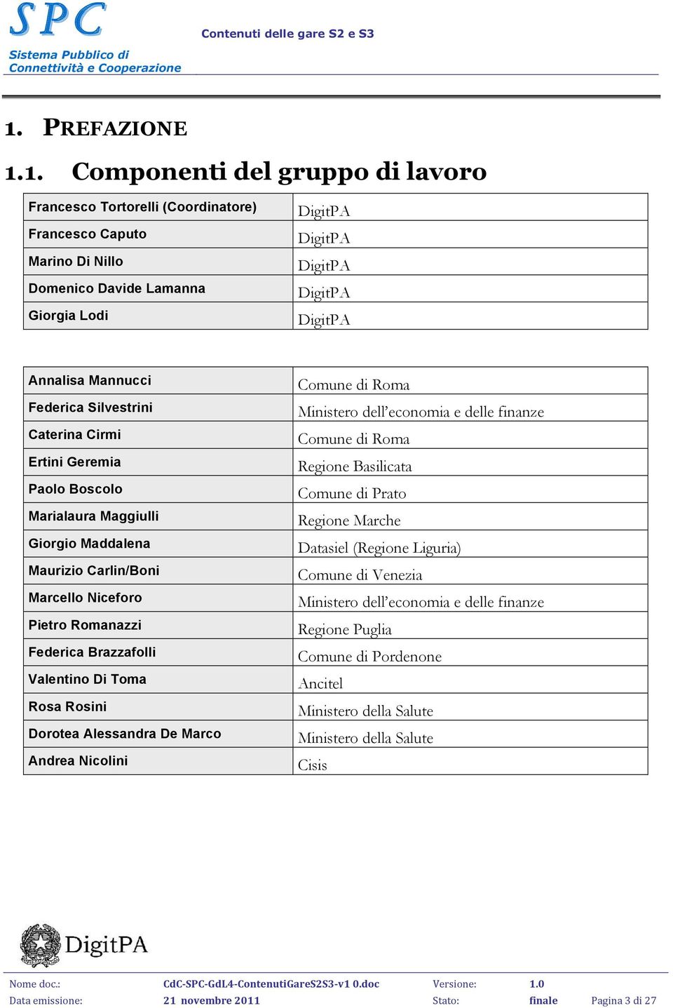 Valentino Di Toma Rosa Rosini Dorotea Alessandra De Marco Andrea Nicolini Comune di Roma Ministero dell economia e delle finanze Comune di Roma Regione Basilicata Comune di Prato Regione Marche