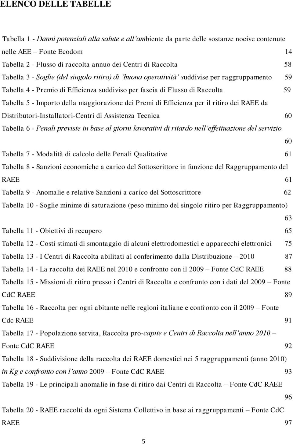 Importo della maggiorazione dei Premi di Efficienza per il ritiro dei RAEE da Distributori-Installatori-Centri di Assistenza Tecnica 60 Tabella 6 - Penali previste in base al giorni lavorativi di