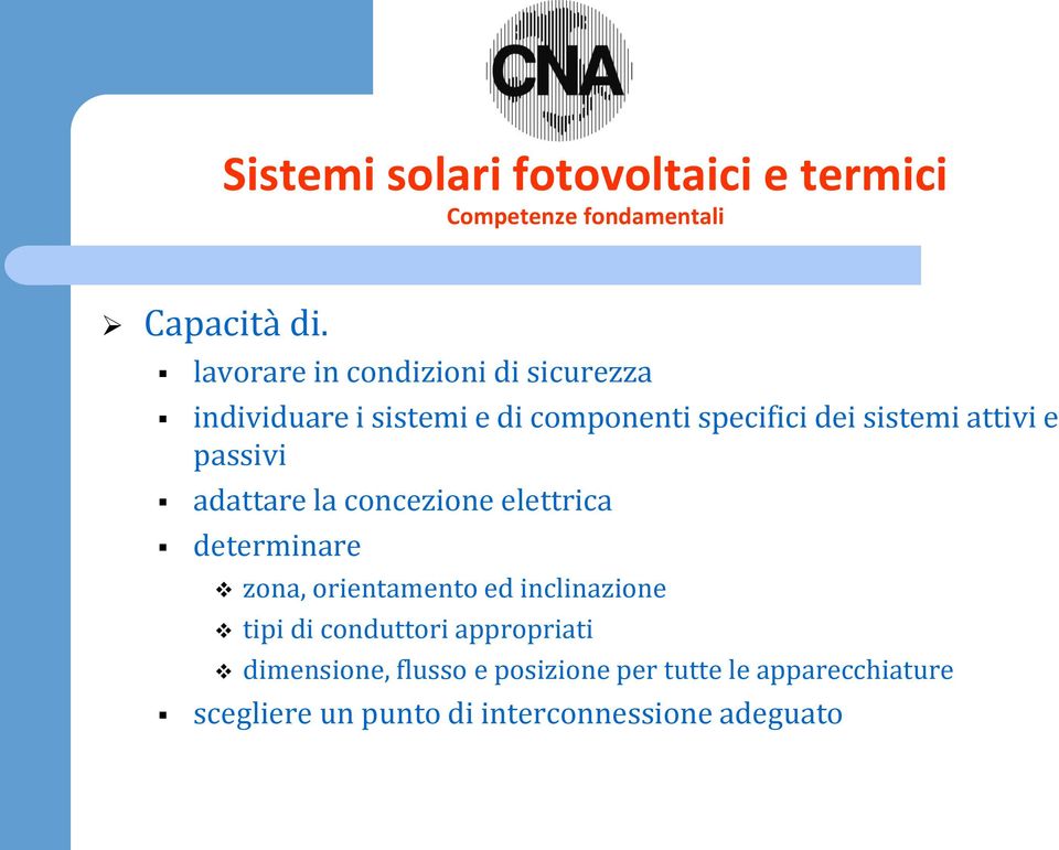 attivi e passivi adattare la concezione elettrica determinare zona, orientamento ed inclinazione tipi