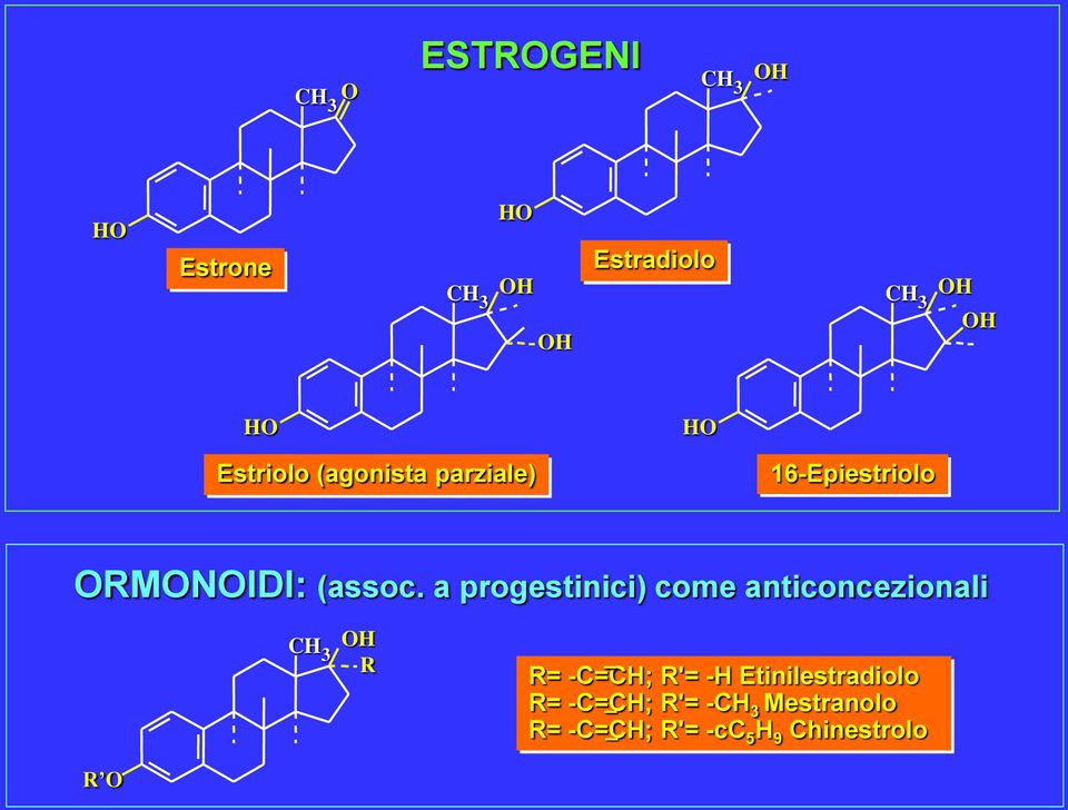 a progestinici) come anticoncezionali R _ R= C=CH; R'= H