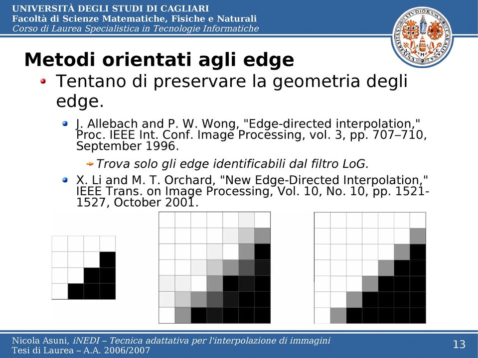 707 710, September 1996. Trova solo gli edge identificabili dal filtro LoG. X. Li and M. T. Orchard, "New Edge-Directed Interpolation," IEEE Trans.