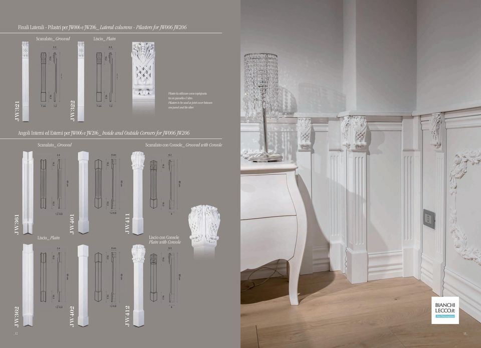 Pilasters to be used as joint cover between one panel and the other.