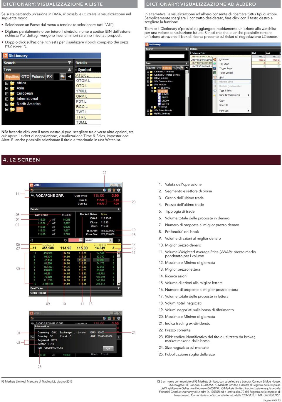 Doppio click sull azione richiesta per visualizzare il book completo dei prezzi ( L2 screen ).