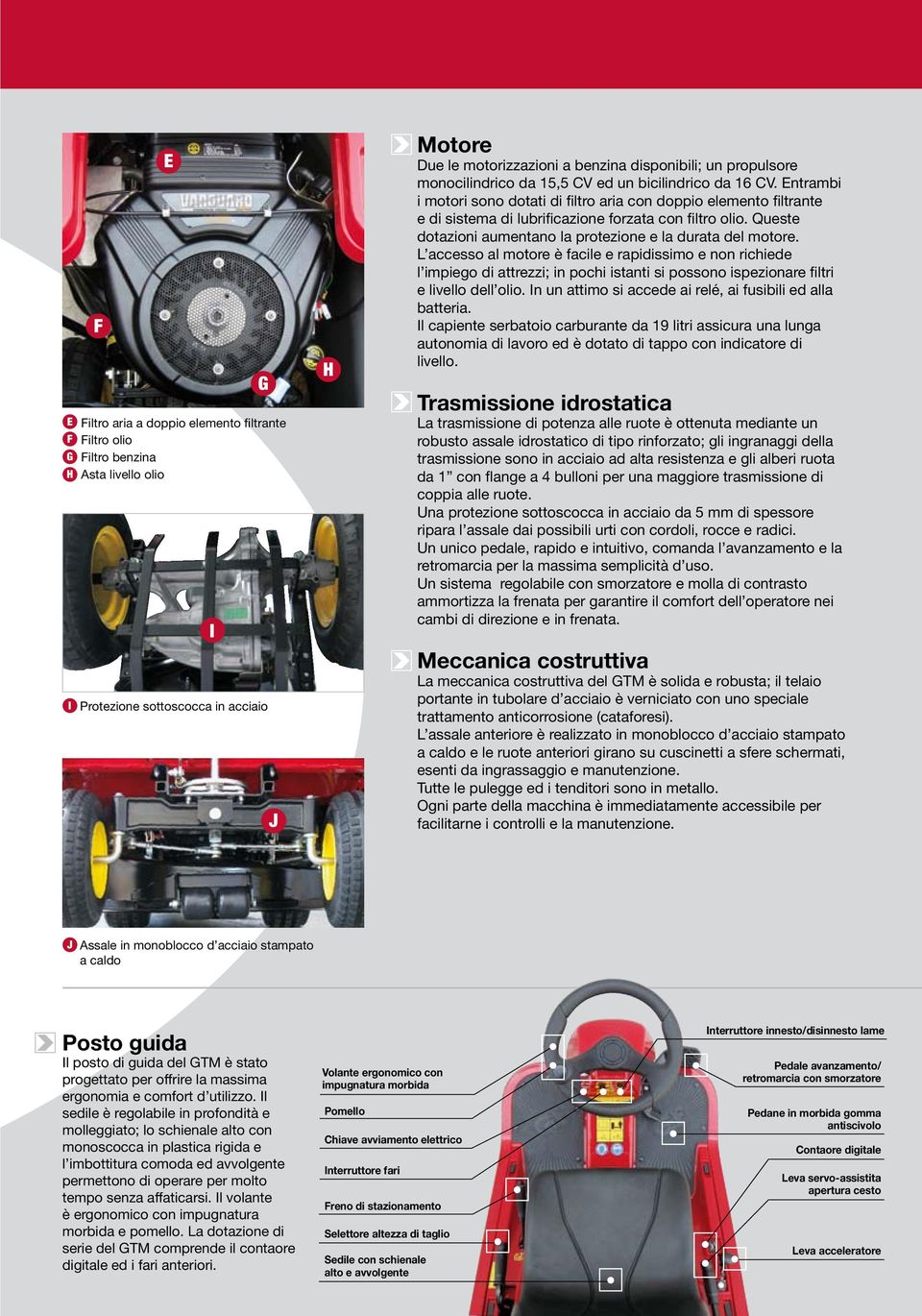 Queste dotazioni aumentano la protezione e la durata del motore.