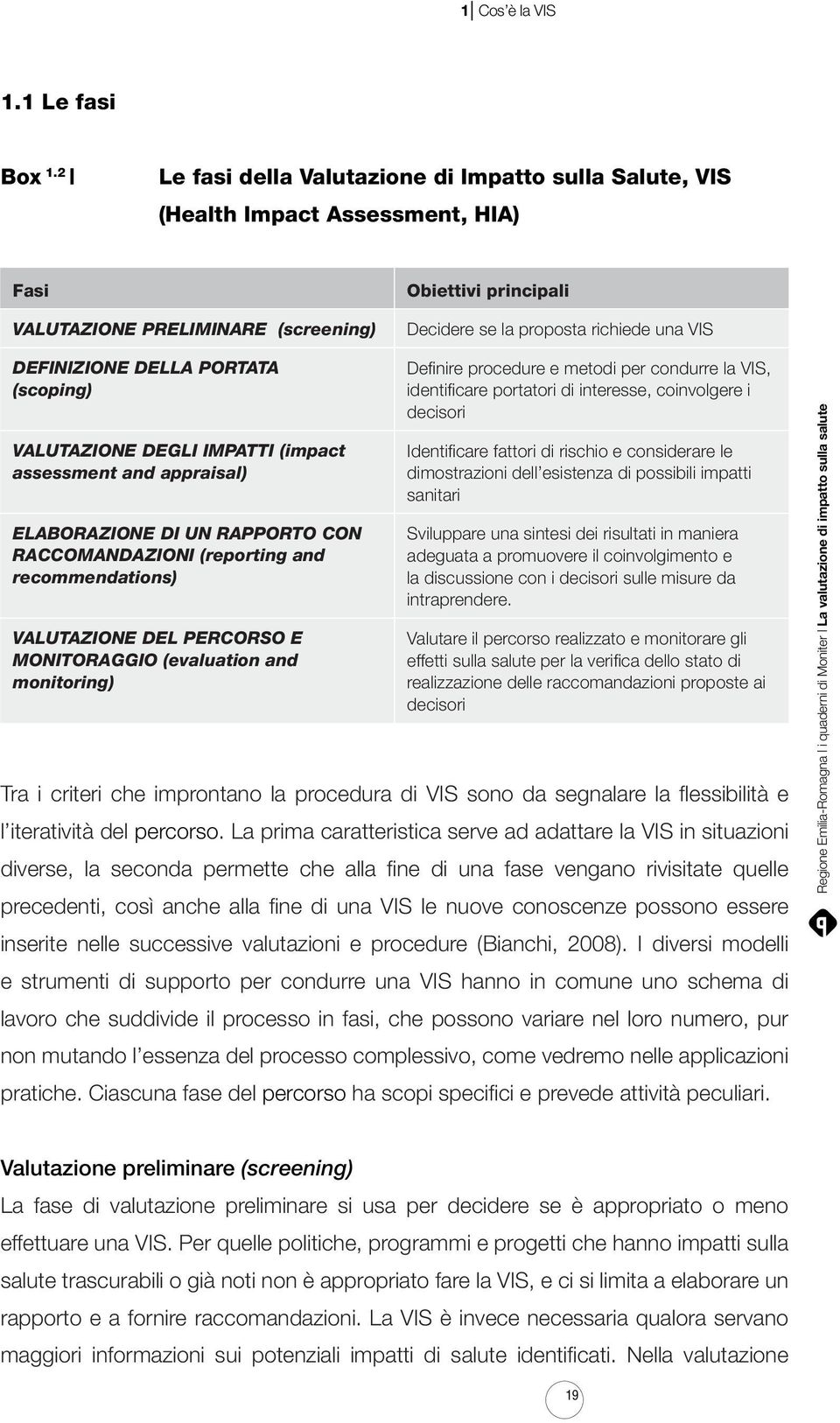 DEFINIZIONE DELLA PORTATA (scoping) VALUTAZIONE DEGLI IMPATTI (impact assessment and appraisal) ELABORAZIONE DI UN RAPPORTO CON RACCOMANDAZIONI (reporting and recommendations) VALUTAZIONE DEL