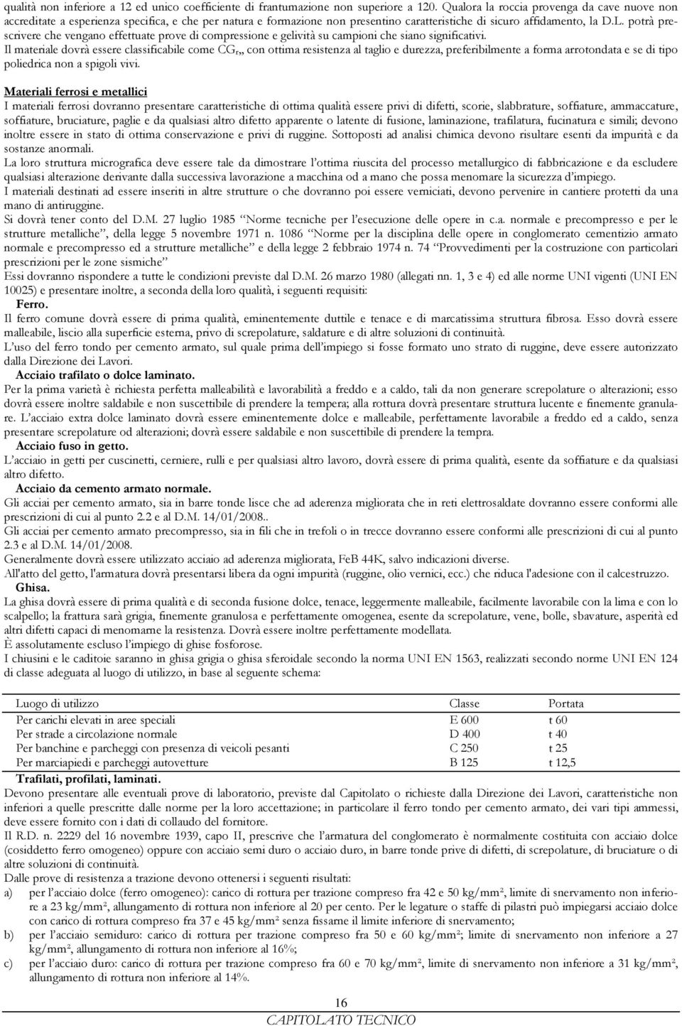 potrà prescrivere che vengano effettuate prove di compressione e gelività su campioni che siano significativi.