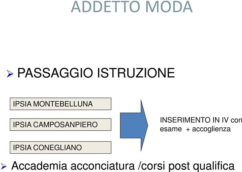 INSERIMENTO IN IV con esame + accoglienza