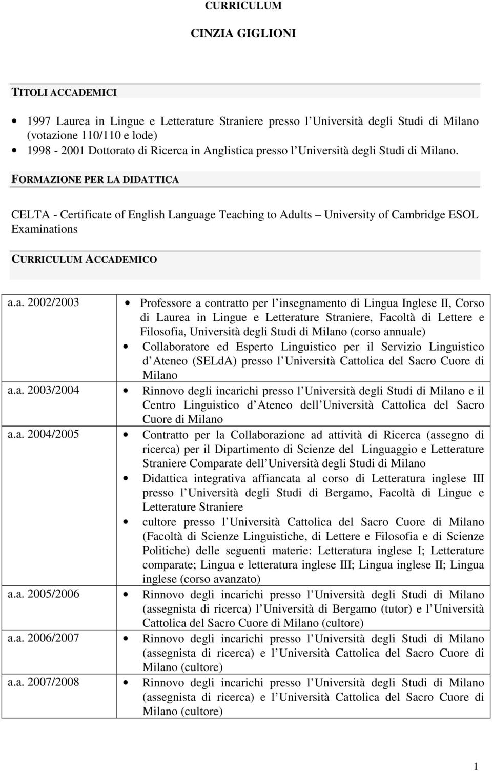 FORMAZIONE PER LA DIDATTICA CELTA - Certificat