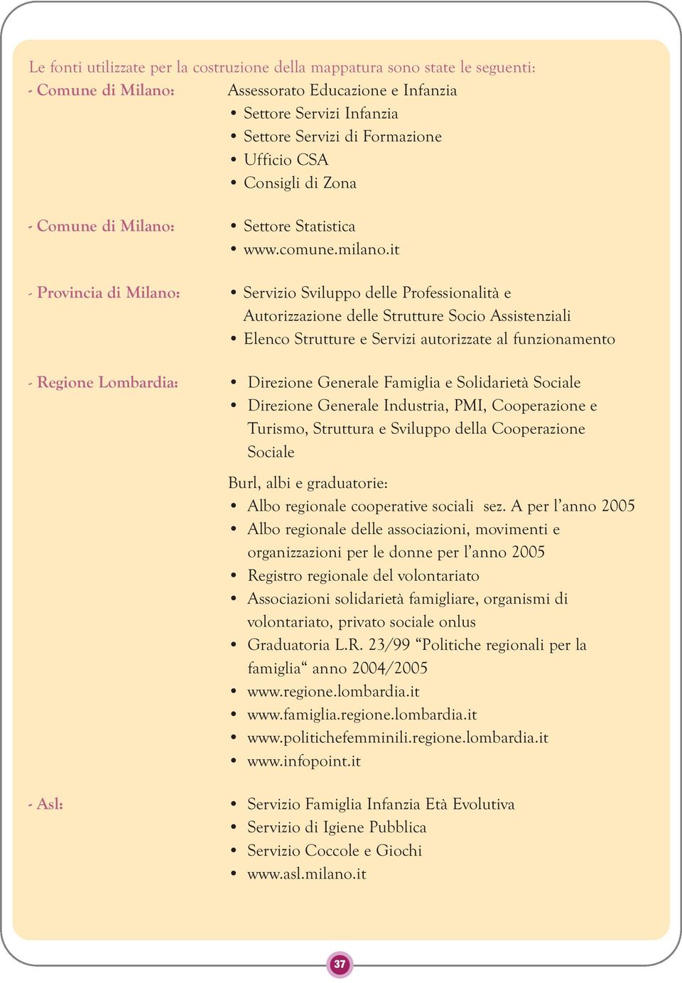 it - Provincia di Milano: Servizio Sviluppo delle Professionalità e Autorizzazione delle Strutture Socio Assistenziali Elenco Strutture e Servizi autorizzate al funzionamento - Regione Lombardia: