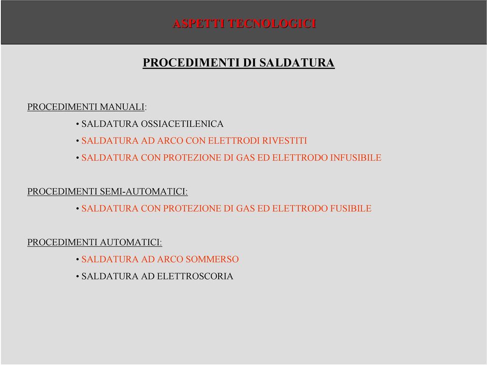 GAS ED ELETTRODO INFUSIBILE PROCEDIMENTI SEMI-AUTOMATICI: SALDATURA CON PROTEZIONE DI