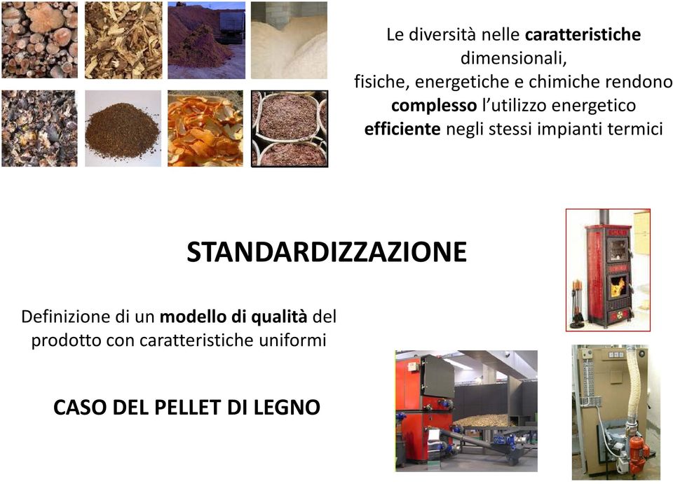 stessi impianti termici STANDARDIZZAZIONE Definizione di un modello di