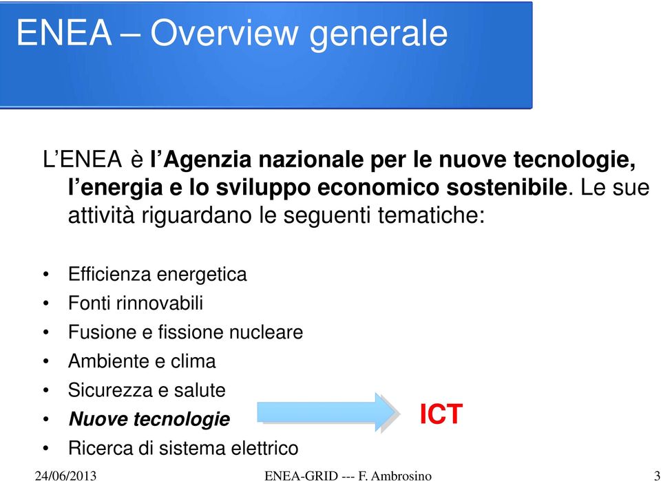 Le sue attività riguardano le seguenti tematiche: Efficienza energetica Fonti rinnovabili