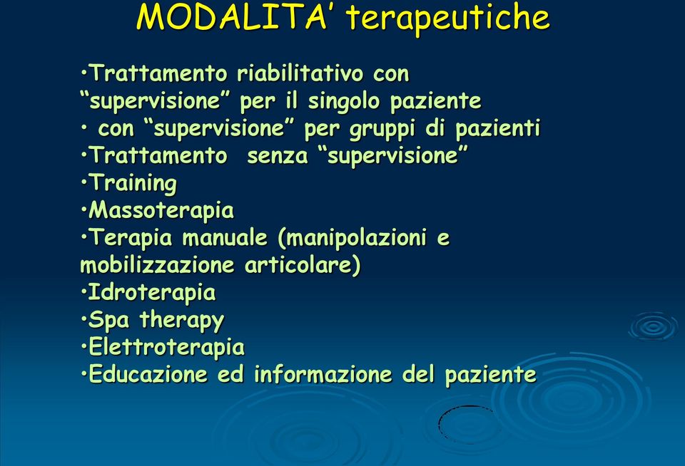 Training Massoterapia Terapia manuale (manipolazioni e mobilizzazione