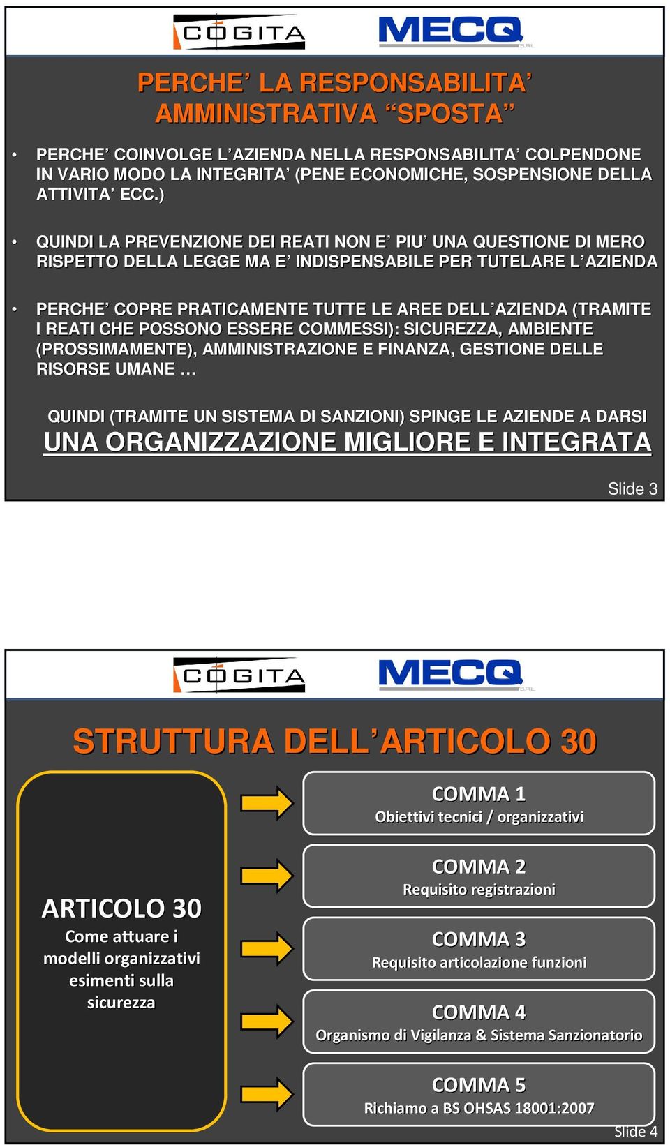 REATI CHE POSSONO ESSERE COMMESSI): SICUREZZA, AMBIENTE (PROSSIMAMENTE), AMMINISTRAZIONE E FINANZA, GESTIONE DELLE RISORSE UMANE QUINDI (TRAMITE UN SISTEMA DI SANZIONI) SPINGE LE AZIENDE A DARSI UNA