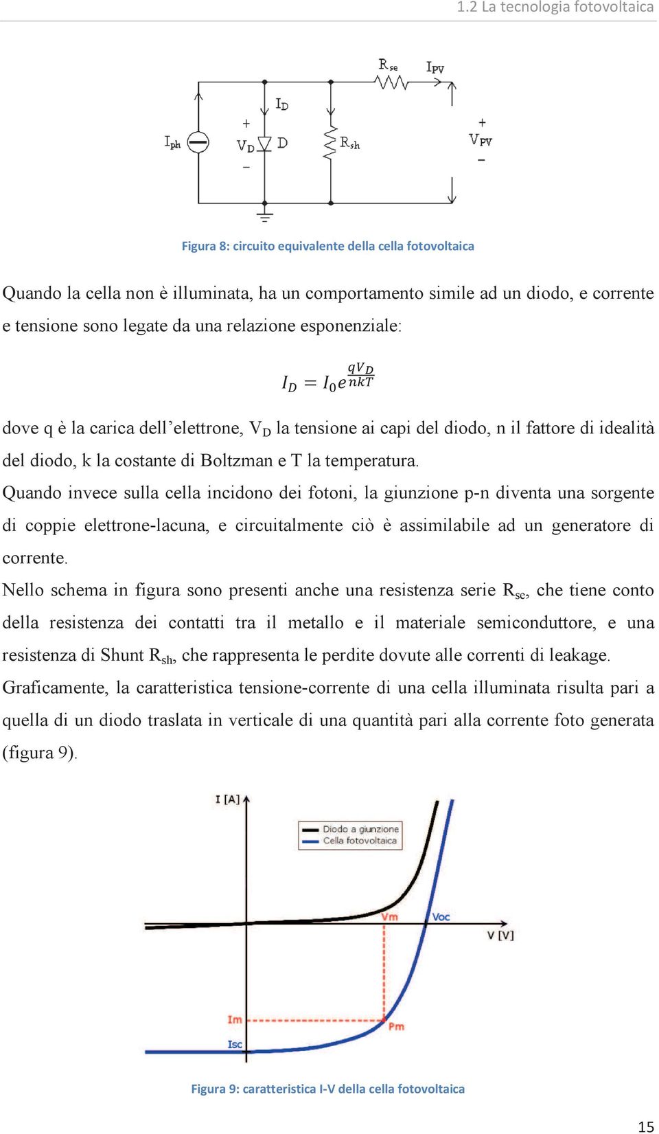 Quando invece sulla cella incidono dei fotoni, la giunzione p-n diventa una sorgente di coppie elettrone-lacuna, e circuitalmente ciò è assimilabile ad un generatore di corrente.