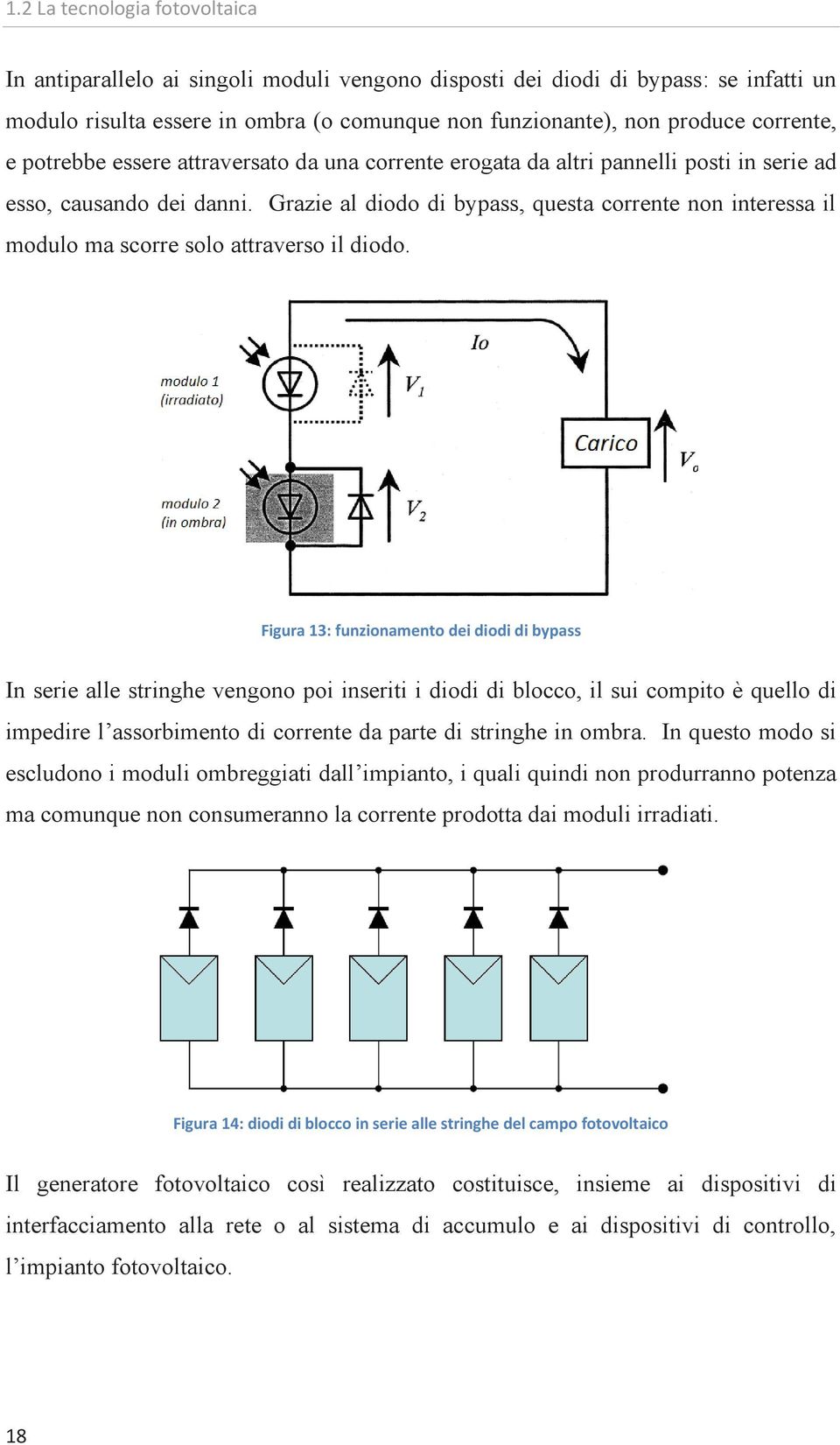 Grazie al diodo di bypass, questa corrente non interessa il modulo ma scorre solo attraverso il diodo.