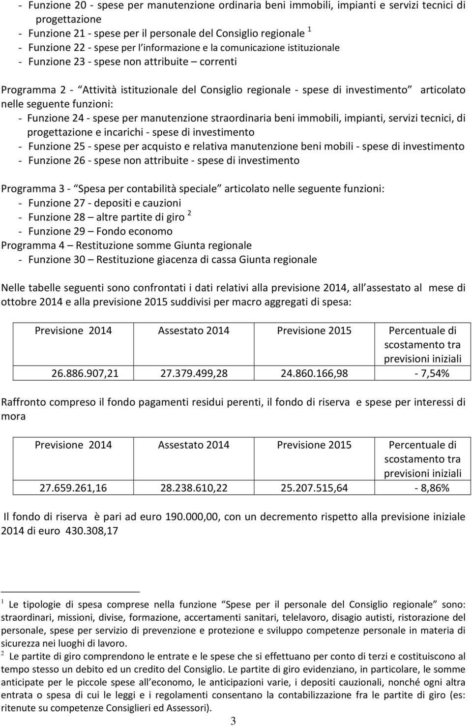 seguente funzioni: - Funzione 24 - spese per manutenzione straordinaria beni immobili, impianti, servizi tecnici, di progettazione e incarichi - spese di investimento - Funzione 25 - spese per