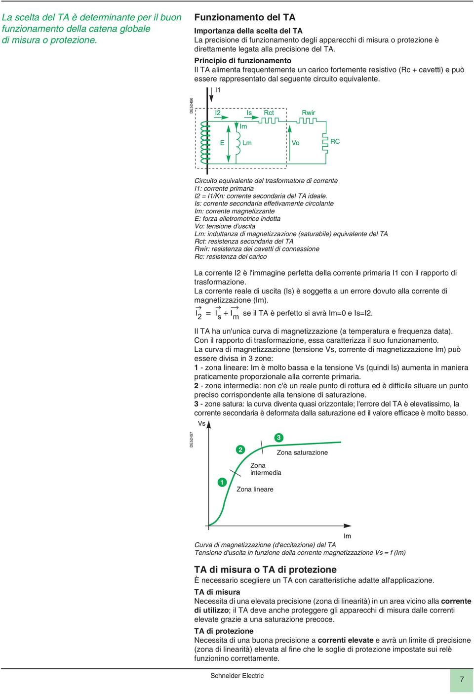 Principio di funzionamento Il TA alimenta frequentemente un carico fortemente resistivo (Rc + cavetti) e può essere rappresentato dal seguente circuito equivalente.