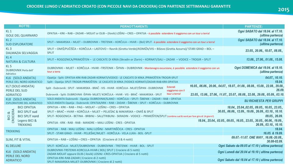 SUD ESPLORATORE (ultima partenza) KL 3 SPLIT OMIŠ/PUČIŠĆA KORČULA LASTOVO Ravnik (Grotta Verde)/KOMIŽA/VIS Biševo (Grotta Azzurra)/ STARI GRAD BOL 23.05., 20.06., 18.07., 08.